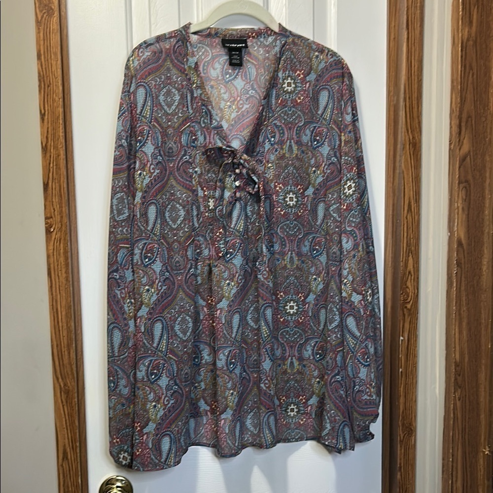 Lane Bryant Relaxed Blue Gray Long Sleeve Tunic